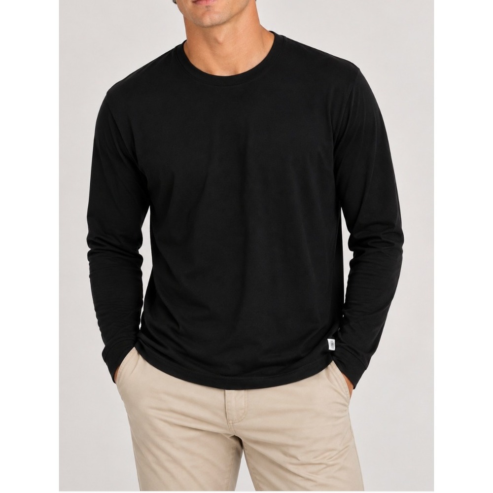 Reigning Champ Black Long Sleeve Cotton Crew Neck Shirt Mens Large
